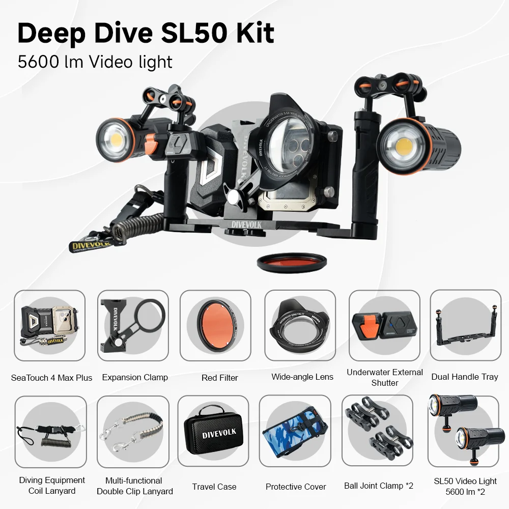 DIVEVOLK SeaTouch 4 Max Plus Deep Dive Kit with dual light for iPhone and most Android smartphone, dive housing, waterproof phone case - Image 12