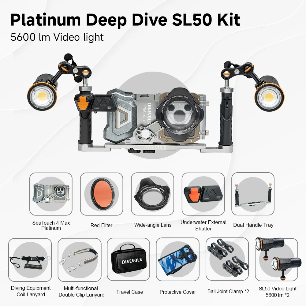 DIVEVOLK SeaTouch 4 Max Platinum Deep Dive Kit with dual light for iPhone and most Android smartphone, dive housing, waterproof phone case - Image 12