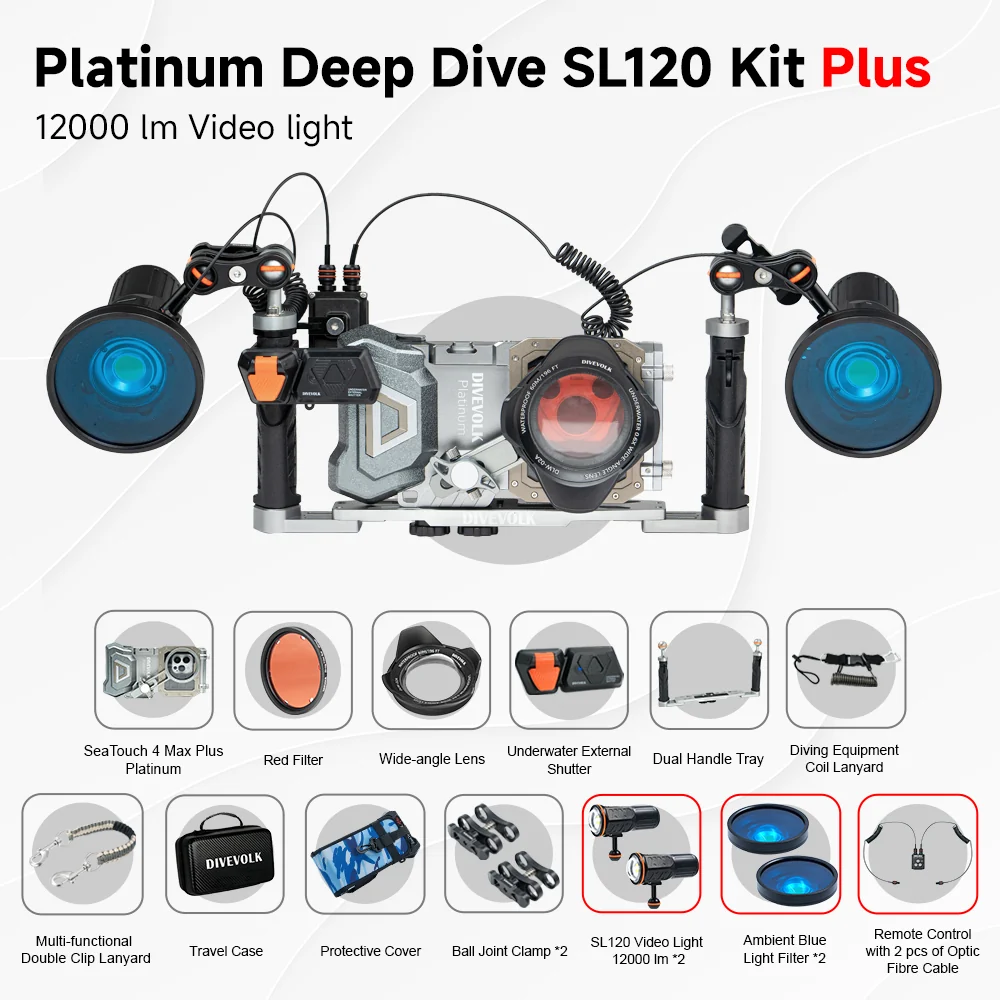 DIVEVOLK SeaTouch 4 Max Platinum Deep Dive Kit with dual light for iPhone and most Android smartphone, dive housing, waterproof phone case - Image 14