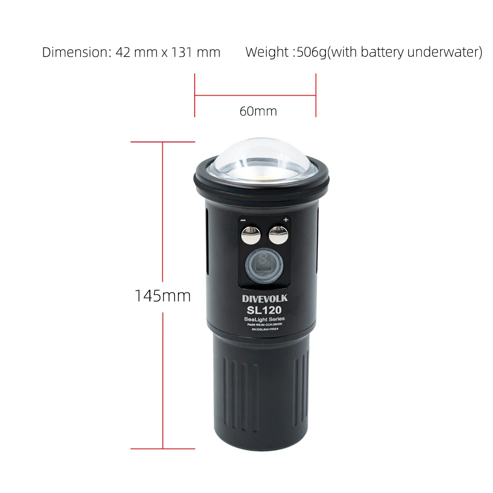 DIVEVOLK SL120 underwater video light 12000 lumens for Underwater Photography and Video - Image 5